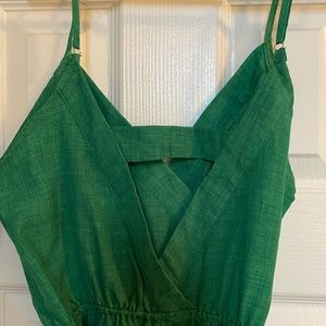 Green spaghetti strap crop leg jumpsuit
